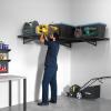 imageFLEXIMOUNTS 2 Pack 2x4ft Corner Wall Shelving Garage Storage Rack 24x48 inch Floating Shelves 440lbs Total Weight Capacity Black