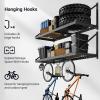 imageFLEXIMOUNTS 2Pack 2x4ft Garage Wall Shelving  Heavy Duty Garage Storage Rack 440 lbs Load Capacity with Brace Guardrail Organization System for Tools Heavy Bins Sports Equipment Utility Room2X4ft2pcs with 4 hooks