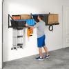 imageFLEXIMOUNTS 2Pack 2x4ft Garage Wall Shelving  Heavy Duty Garage Storage Rack 440 lbs Load Capacity with Brace Guardrail Organization System for Tools Heavy Bins Sports Equipment Utility Room2X4ft2pcs with 4 hooks