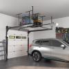 imageFLEXIMOUNTS 2x8 Garage Storage Rack Adjustable Overhead Storage Organization System Heavy Duty Metal Ceiling Rack 400lbs Weight Capacity BlackBlack