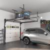 imageFLEXIMOUNTS 2x8 Garage Storage Rack Adjustable Overhead Storage Organization System Heavy Duty Metal Ceiling Rack 400lbs Weight Capacity BlackBlack
