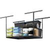 imageFLEXIMOUNTS 2x8 Garage Storage Rack Adjustable Overhead Storage Organization System Heavy Duty Metal Ceiling Rack 400lbs Weight Capacity BlackBlack