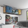 imageFLEXIMOUNTS 2x8 Garage Storage Rack Adjustable Overhead Storage Organization System Heavy Duty Metal Ceiling Rack 400lbs Weight Capacity BlackBlack