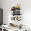 imageFLEXIMOUNTS 3 Tier 1x3ft Garage Storage Wall Shelving 12x36inch per Shelf Height Adjustable Floating Shelves 450lbs Total Weight Capacity BlackBlack