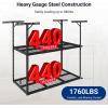 imageFLEXIMOUNTS 3x8 2Tier Overhead Garage Storage Rack  Adjustable Heavy Duty Metal Garage Ceiling Storage Racks 1000 lbs Capacity  Garages Organization System for 1015 ft Tall Garages BlackBlack