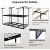imageFLEXIMOUNTS 3x8 2Tier Overhead Garage Storage Rack  Adjustable Heavy Duty Metal Garage Ceiling Storage Racks 1000 lbs Capacity  Garages Organization System for 1015 ft Tall Garages BlackBlack