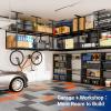 imageFLEXIMOUNTS 3x8 2Tier Overhead Garage Storage Rack  Adjustable Heavy Duty Metal Garage Ceiling Storage Racks 1000 lbs Capacity  Garages Organization System for 1015 ft Tall Garages BlackBlack
