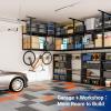 imageFLEXIMOUNTS 3x8 2Tier Overhead Garage Storage Rack  Adjustable Heavy Duty Metal Garage Ceiling Storage Racks 1000 lbs Capacity  Garages Organization System for 1015 ft Tall Garages BlackBlack