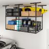 imageFLEXIMOUNTS 3x8 2Tier Overhead Garage Storage Rack  Adjustable Heavy Duty Metal Garage Ceiling Storage Racks 1000 lbs Capacity  Garages Organization System for 1015 ft Tall Garages BlackBlack