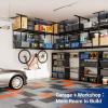 imageFLEXIMOUNTS 3x8 2Tier Overhead Garage Storage Rack  Adjustable Heavy Duty Metal Garage Ceiling Storage Racks 1000 lbs Capacity  Garages Organization System for 1015 ft Tall Garages BlackBlack