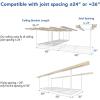 imageFLEXIMOUNTS 3x8 Overhead Garage Ceiling Storage Rack Adjustable Garage Organization System Heavy Duty Metal 600lbs Weight Capacity WhiteWhite