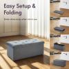 imageFLEXIMOUNTS 43 Folding Storage Ottoman Bench Ottoman Foot Rest Storage Chest for Living Room Bedroom Entryway Grey30L x 149D x 15H