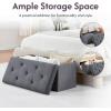 imageFLEXIMOUNTS 43 Folding Storage Ottoman Bench Ottoman Foot Rest Storage Chest for Living Room Bedroom Entryway Grey354L x 149D x 15H