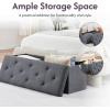 imageFLEXIMOUNTS 43 Folding Storage Ottoman Bench Ottoman Foot Rest Storage Chest for Living Room Bedroom Entryway Grey43L x 149D x 15H