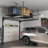 imageFLEXIMOUNTS 4x8 Overhead Garage Storage Rack Adjustable Organization System HeavyDuty Metal Ceiling Racks 600lbs Weight Capacity White1packBlack