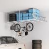 imageFLEXIMOUNTS 4x8 Overhead Metal Garage Storage Rack wHooks Adjustable Ceiling Storage Rack 96quot Length x 48quot Width x 40quot Height 2240quot Ceiling Dropdown BlackWhite