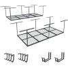 imageFLEXIMOUNTS 4x8 Overhead Metal Garage Storage Rack wHooks Adjustable Ceiling Storage Rack 96quot Length x 48quot Width x 40quot Height 2240quot Ceiling Dropdown BlackBlack