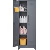 imageFLEXIMOUNTS 65 Tall Metal Storage Cabinet with Locking Door Large Cleaning Tool Organizer for Brooms Garage Laundry Room Bathroom GreyWhiteDark Grey