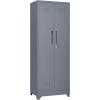 imageFLEXIMOUNTS 65 Tall Metal Storage Cabinet with Locking Door Large Cleaning Tool Organizer for Brooms Garage Laundry Room Bathroom GreyWhiteDark Grey