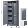 imageFLEXIMOUNTS 65 Tall Metal Storage Cabinet with Locking Door Large Cleaning Tool Organizer for Brooms Garage Laundry Room Bathroom GreyWhiteDark Grey
