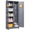 imageFLEXIMOUNTS 65 Tall Metal Storage Cabinet with Locking Door Large Cleaning Tool Organizer for Brooms Garage Laundry Room Bathroom GreyWhiteDark Grey