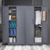 imageFLEXIMOUNTS 65 Tall Metal Storage Cabinet with Locking Door Large Cleaning Tool Organizer for Brooms Garage Laundry Room Bathroom GreyWhiteDark Grey