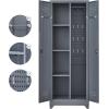 imageFLEXIMOUNTS 65 Tall Metal Storage Cabinet with Locking Door Large Cleaning Tool Organizer for Brooms Garage Laundry Room Bathroom GreyWhiteDark Grey