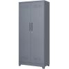 imageFLEXIMOUNTS 65 Tall Metal Storage Cabinet with Locking Door Large Cleaning Tool Organizer for Brooms Garage Laundry Room Bathroom GreyWhiteDark Grey