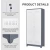 imageFLEXIMOUNTS 65 Tall Metal Storage Cabinet with Locking Door Large Cleaning Tool Organizer for Brooms Garage Laundry Room Bathroom GreyWhiteGreywhite