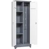 imageFLEXIMOUNTS 65 Tall Metal Storage Cabinet with Locking Door Large Cleaning Tool Organizer for Brooms Garage Laundry Room Bathroom GreyWhiteGreywhite