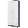 imageFLEXIMOUNTS 65 Tall Metal Storage Cabinet with Locking Door Large Cleaning Tool Organizer for Brooms Garage Laundry Room Bathroom GreyWhiteGreywhite