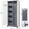 imageFLEXIMOUNTS 65 Tall Metal Storage Cabinet with Locking Door Large Cleaning Tool Organizer for Brooms Garage Laundry Room Bathroom GreyWhiteGreywhite
