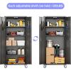 imageFLEXIMOUNTS 72quot Black Metal Rolling Storage Cabinet Lockable 4 Shelf Unit with 2 Pegboards for Garage Tool Room Home and Office BlackBlack