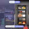imageFLEXIMOUNTS 72quot Black Metal Rolling Storage Cabinet Lockable 4 Shelf Unit with 2 Pegboards for Garage Tool Room Home and Office BlackBlack
