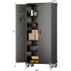 imageFLEXIMOUNTS 72quot Black Metal Rolling Storage Cabinet Lockable 4 Shelf Unit with 2 Pegboards for Garage Tool Room Home and Office BlackBlack