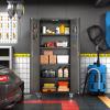 imageFLEXIMOUNTS 72quot Black Metal Rolling Storage Cabinet Lockable 4 Shelf Unit with 2 Pegboards for Garage Tool Room Home and Office BlackBlack