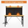 imageFLEXIMOUNTS Adjustable Workbench with pegboard 48 Heavy Duty Wooden Work Bench with Wheels 2000 LBS Load Capacity Rolling Workbench with ACUSB Outlet Hooks Shelf for Garage Workshop Home
