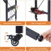 imageFLEXIMOUNTS Adjustable Workbench with pegboard 48 Heavy Duty Wooden Work Bench with Wheels 2000 LBS Load Capacity Rolling Workbench with ACUSB Outlet Hooks Shelf for Garage Workshop Home