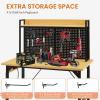 imageFLEXIMOUNTS Adjustable Workbench with pegboard 48 Heavy Duty Wooden Work Bench with Wheels 2000 LBS Load Capacity Rolling Workbench with ACUSB Outlet Hooks Shelf for Garage Workshop Home