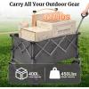 imageFLEXIMOUNTS Collapsible Wagon with Big Wheels 450 LBS Heavy Duty Foldable Wagon Cart with Cup Holders 400L Large Capacity for Camping Sports Garden Baseball BlackGray