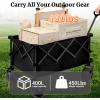 imageFLEXIMOUNTS Collapsible Wagon with Big Wheels 450 LBS Heavy Duty Foldable Wagon Cart with Cup Holders 400L Large Capacity for Camping Sports Garden Baseball BlackBlack