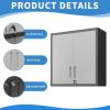 imageFLEXIMOUNTS Metal WallMounted Tool Storage Cabinet with Locking Door Shelf and Drawer  Ideal for Garage Storage Warehouse and Office Use BlackGrey