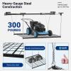 imageFLEXIMOUNTS Overhead Garage Storage Rack Lift 4x4 Ft HeavyDuty Garage Ceiling Storage Racks Adjustable Organization System With 71 L Axle 300lbs Load Capacity Flat BlackMatt Black