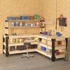 imageFLEXIMOUNTS Universal Steel Workbench Kit 5 Legs L Shaped Heavy Duty Work Bench for Garage Storage Shelving Workbenches Frame Black Customizable Work Table Brackets Lumber Not IncludedLShaped Work Bench with Shelf