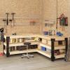 imageFLEXIMOUNTS Universal Steel Workbench Kit 5 Legs L Shaped Heavy Duty Work Bench for Garage Storage Shelving Workbenches Frame Black Customizable Work Table Brackets Lumber Not IncludedLShaped Work Bench
