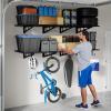 imageLEXIMOUNTS 2Pack 2x4ft Garage Shelving with Hooks 24inchby48inch Wall Shelf Garage Storage Racks Floating Shelves WhiteBlack