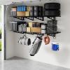 imageLEXIMOUNTS 2Pack 2x4ft Garage Shelving with Hooks 24inchby48inch Wall Shelf Garage Storage Racks Floating Shelves WhiteBlack