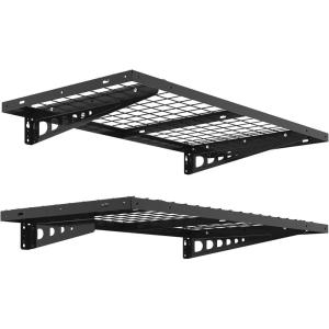 imageFLEXIMOUNTS 2 Pack 2x4ft Garage Storage 24x48 inch Bike Wall Shelving Rack 440lbs Total Weight Capacity BlackBlack