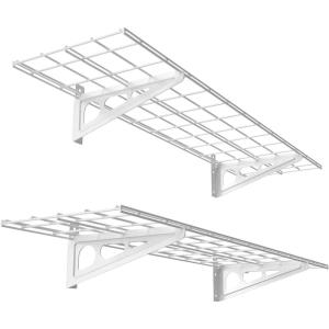 imageFLEXIMOUNTS 2Pack 1x4ft 12inchby48inch Wall Shelf Garage Storage Rack Wall Mounted Floating Shelves BlackWhite