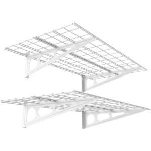 imageFLEXIMOUNTS 2Pack 2x4ft 24inchby48inch Wall Shelf Garage Storage Rack Wall Mounted Floating Shelves BlackWhite